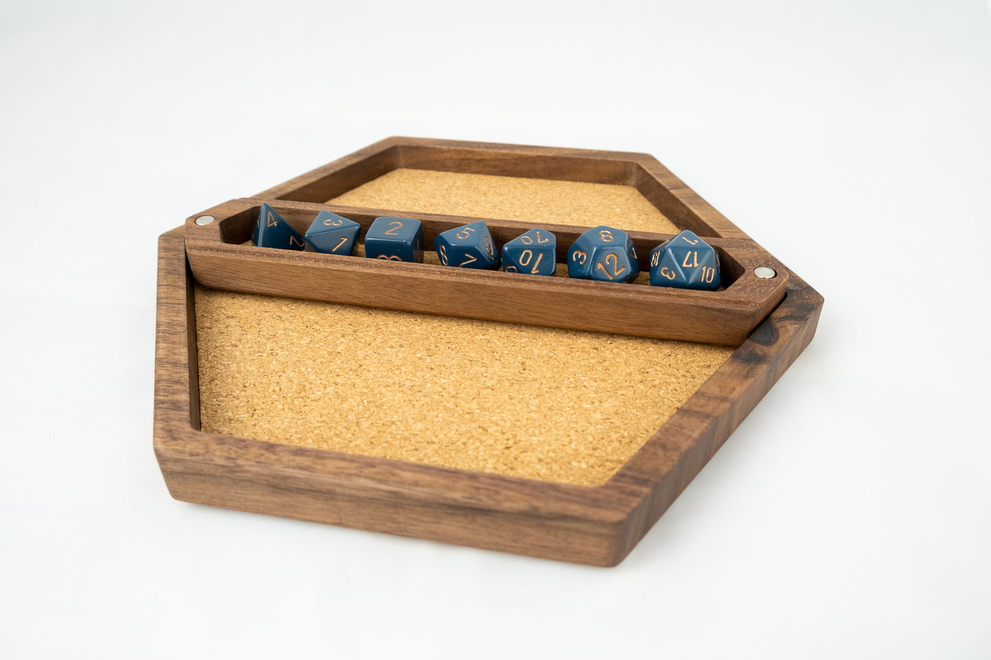 Premium Hexagon DnD Dice Tray and Dice Box Set