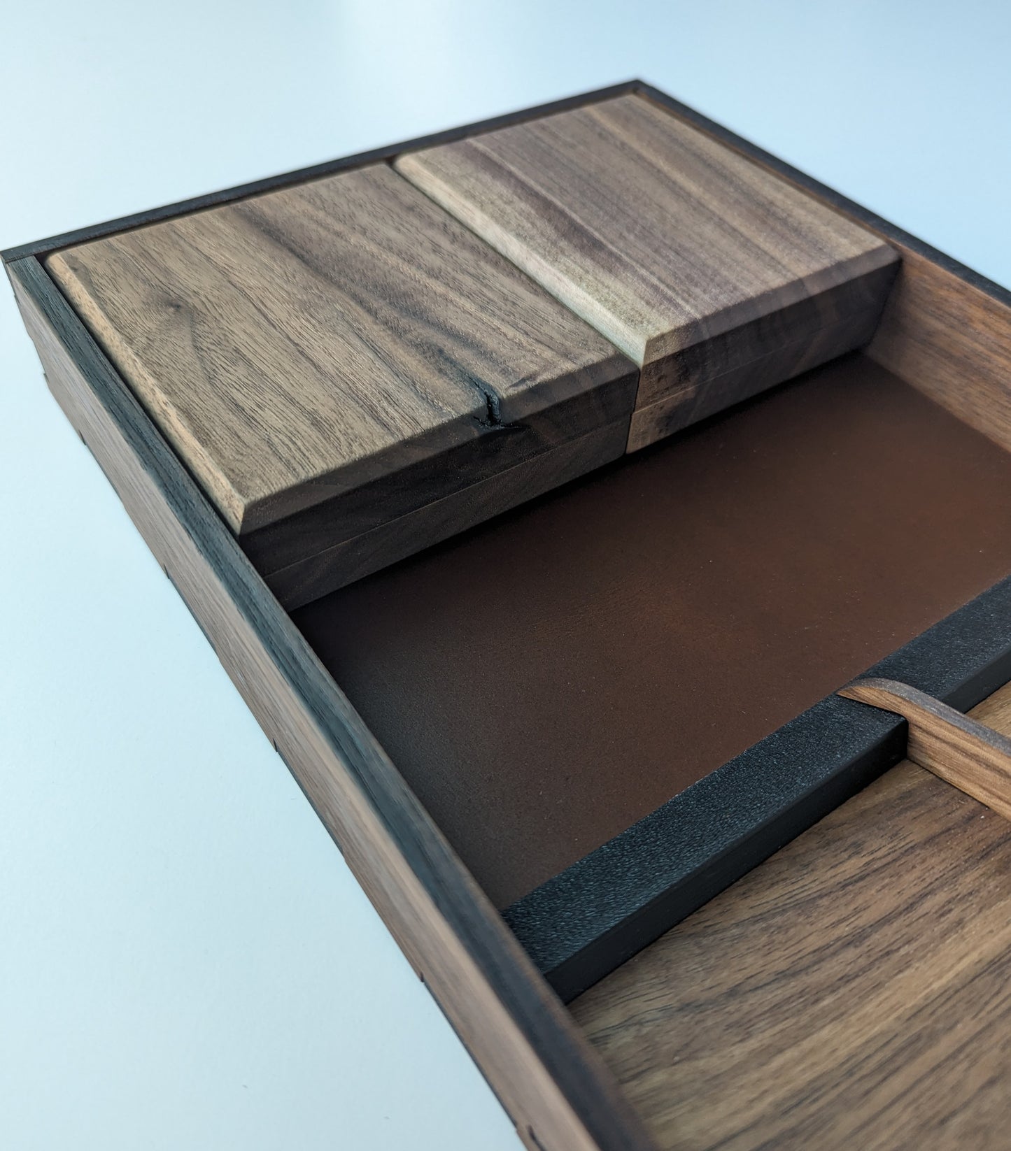 Pair of Solid Walnut Dice Vaults for High-Capacity Quick Count Dice Tray