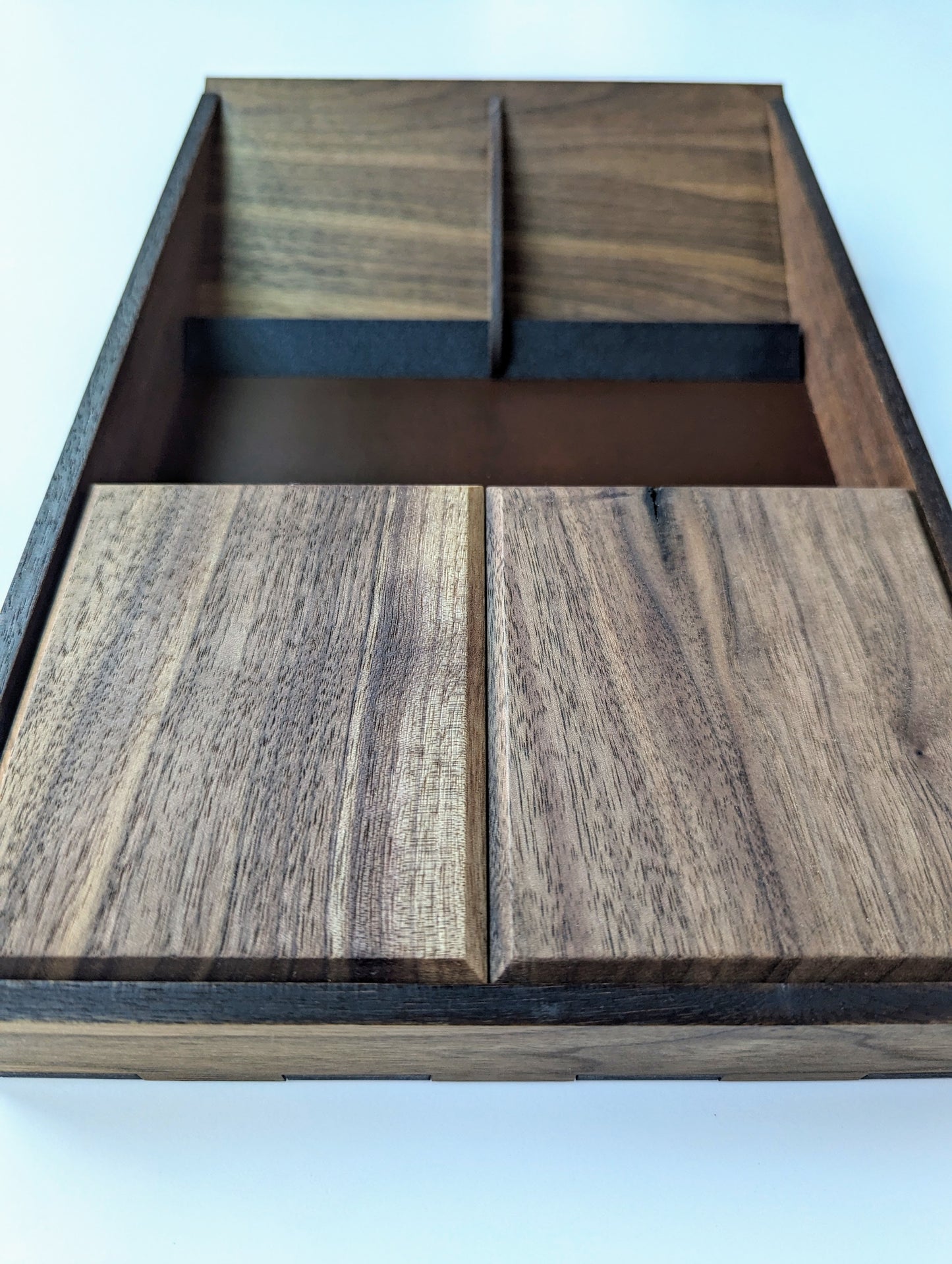 Pair of Solid Walnut Dice Vaults for High-Capacity Quick Count Dice Tray